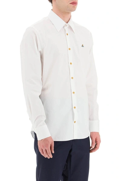 Shop Vivienne Westwood Poplin Shirt With Orb Embroidery In White