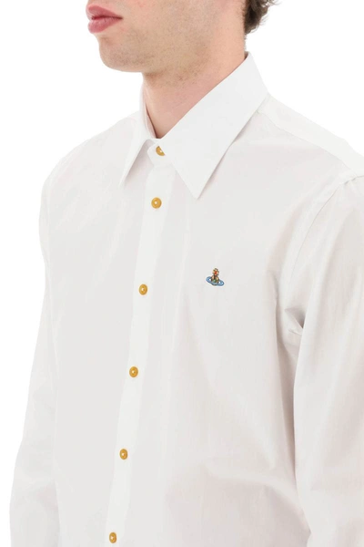 Shop Vivienne Westwood Poplin Shirt With Orb Embroidery In White