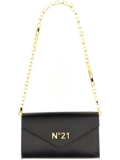 Shop N°21 Wallet With Chain And Logo In Black