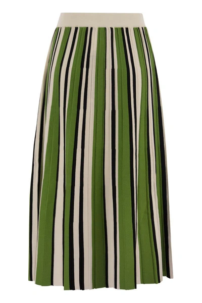 Shop Weekend Max Mara Editta - Pleated Skirt In Stretch Yarn In Green
