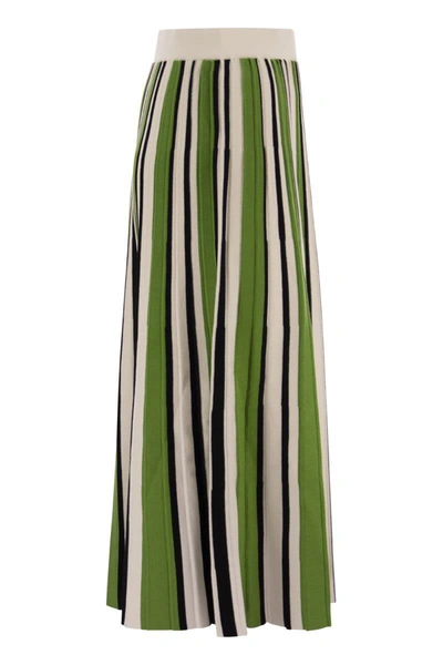 Shop Weekend Max Mara Editta - Pleated Skirt In Stretch Yarn In Green