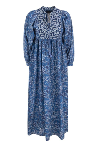 Shop Weekend Max Mara Tay - Cotton Poplin Dress In Bluette