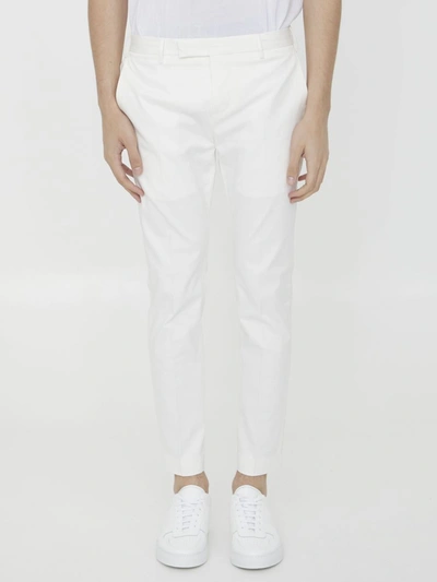 Shop Pt Torino White Cotton Trousers
