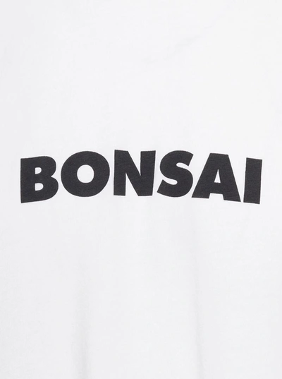 Shop Bonsai White Crewneck T-shirt With Contrasting Logo Print In Cotton Man