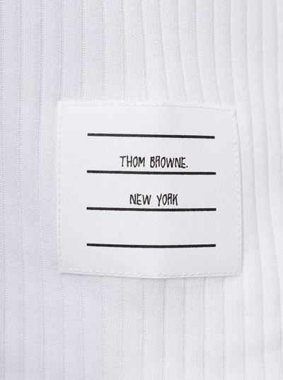 Shop Thom Browne White Crewneck T-shirt With Signature Rwb Stripe In Cotton Woman