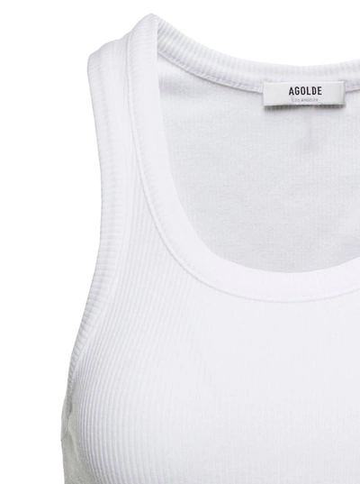 Shop Agolde White Ribbed Tank Top With U Neckline In Cotton Blend Woman