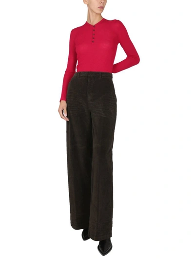 Dsquared2 High-waisted Brown Wide-leg Pants In Brown