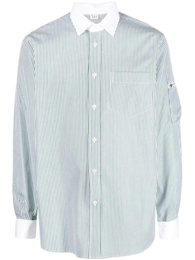 Shop Winnie Ny Striped Shirt Button Down Clothing In Green