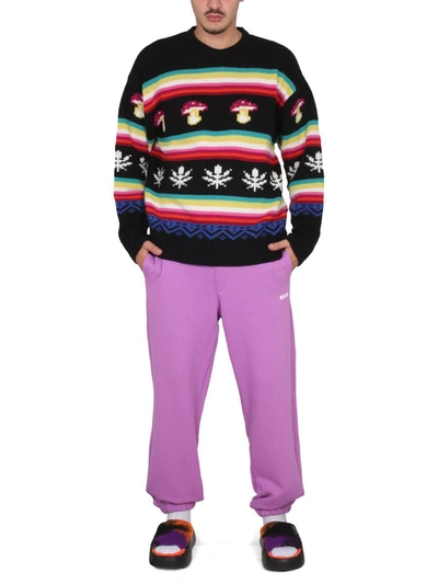 Shop Msgm Wool Crew Neck Sweater In Multicolor