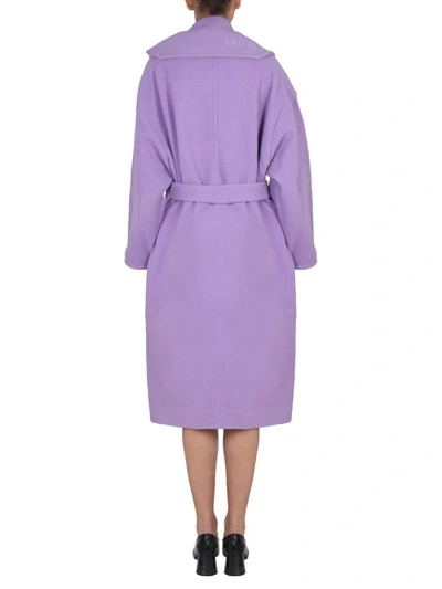 Shop Patou Wool Maxi Coat In Purple