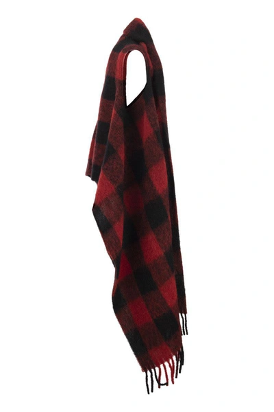 Shop Woolrich Plaid Patterned Cape Scarf In Red
