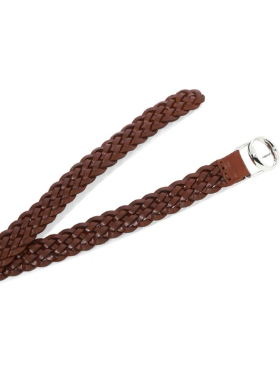 Shop Orciani Woven Leather Belt In Brown