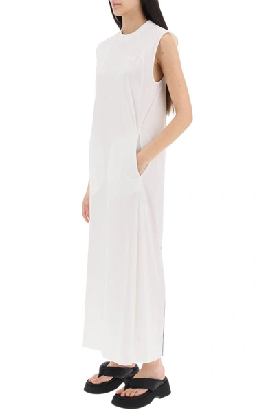 Shop Y-3 3-stripes Maxi Dress With Cut-out Detail In White