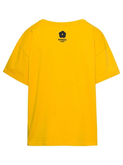 Shop Kenzo Yellow Oversize T-shirt With Elephant And Logo On The Chest In Cotton Woman