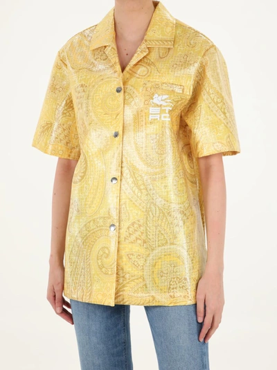 Shop Etro Yellow Shirt With Logo