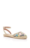 Tabitha Simmons Natural Linen Embroidered Dotty Meadow Espadrille