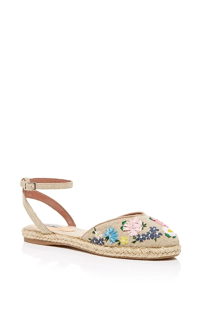Shop Tabitha Simmons Natural Linen Embroidered Dotty Meadow Espadrille