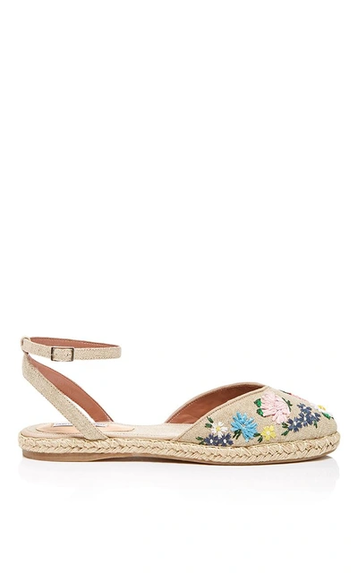 Shop Tabitha Simmons Natural Linen Embroidered Dotty Meadow Espadrille
