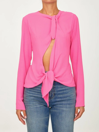 Shop Attico Zelda Fuchsia Top In Fuxia