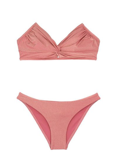 Shop Zimmermann Bikini 'clover Lurex Twist' In Pink