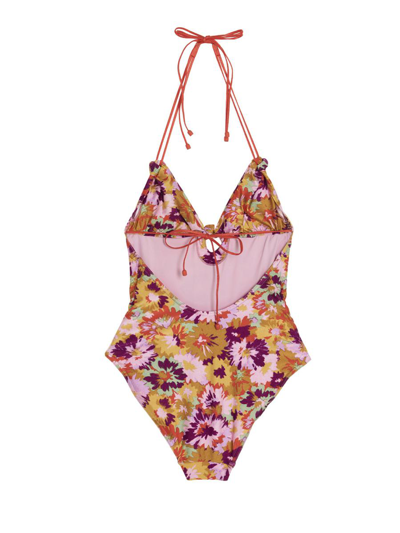 Shop Zimmermann 'violet Knotted' One-piece Swimsuit In Multicolor