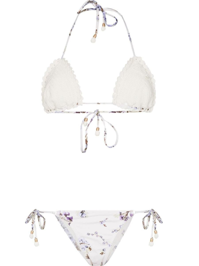 Shop Zimmermann Flower Print Bikini In Multicolour