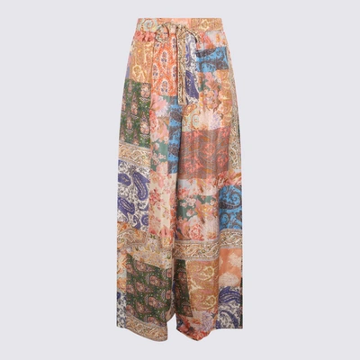 Shop Zimmermann Multicolour Silk Trousers In Patch Paisley