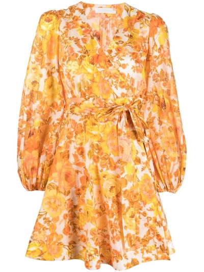 Shop Zimmermann Wrap Dress In Orange