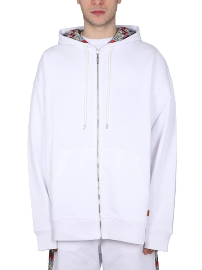 Shop Missoni Sport Zipper Hoodie In White