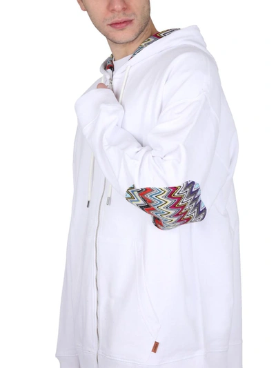 Shop Missoni Sport Zipper Hoodie In White
