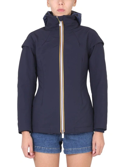 K-way Windbreaker With Logo In Blue