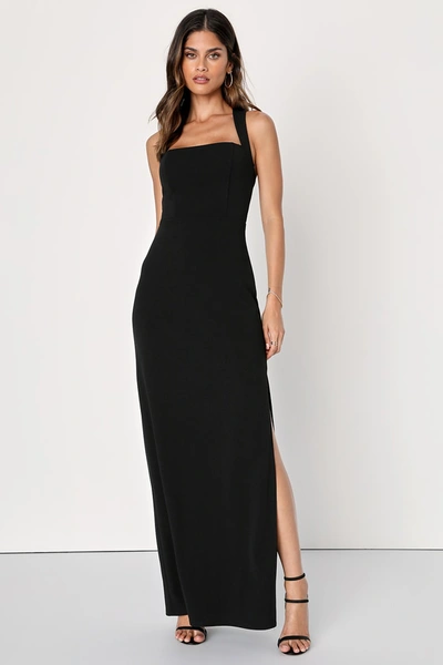 Lulus Glamorous Dedication Black Sleeveless Column Maxi Dress In Black
