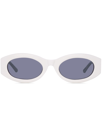 Shop Linda Farrow X The Attico Berta Oval Sunglasses In White
