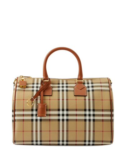 Burberry Women Printed Canvas Medium Check Handbag In Multi