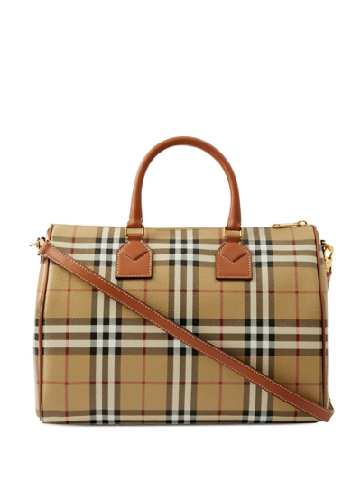 Burberry Women Printed Canvas Medium Check Handbag In Multi