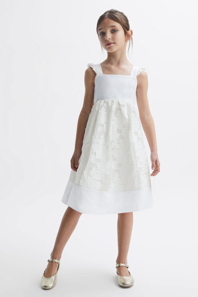 Shop Reiss Abby - White Senior Lace Detail Bow Back Dress, Uk 9-10 Yrs