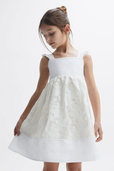 Shop Reiss Abby - White Junior Lace Detail Bow Back Dress, Uk 7-8 Yrs