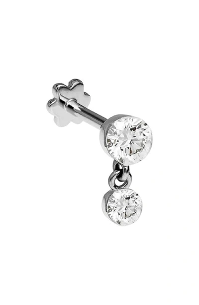 Maria Tash Invisible Set Diamond Dangle Stud Earring In White Gold