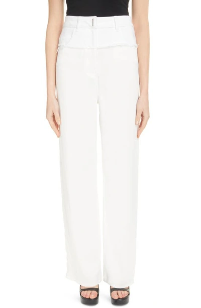 Shop Givenchy Big Mix Denim & Viscose Pants In White