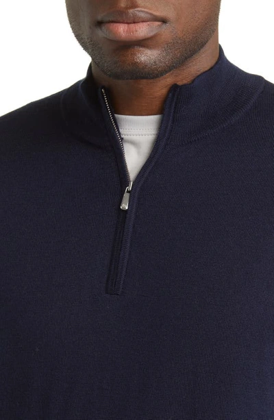Shop Peter Millar Crown Soft Quarter Zip Merino Wool Blend Pullover In Navy