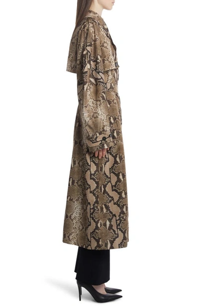 Shop Stella Mccartney Python Print Trench Coat In 2203 Multicolor Brown
