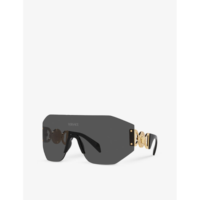 Shop Versace Women's Grey Ve2258 Branded-arm Irregular-frame Metal Sunglasses