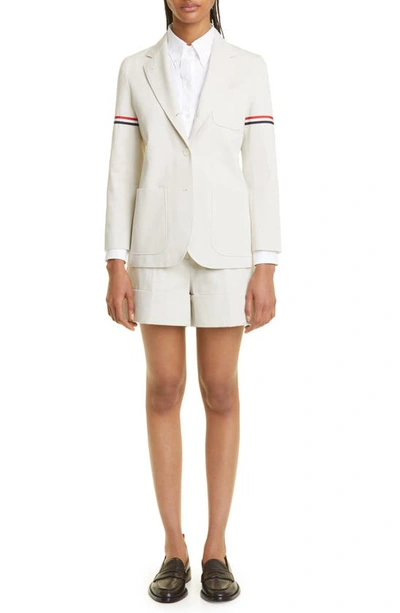 Shop Thom Browne Patch Pocket Cotton Sport Coat In Natural White