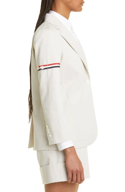 Shop Thom Browne Patch Pocket Cotton Sport Coat In Natural White