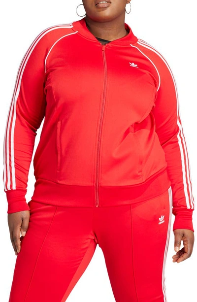 Shop Adidas Originals Superstar Track Jacket In Better Scarlet