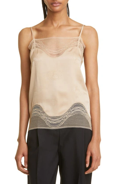 Shop Burberry Katia Ekd Lace & Tulle Trim Silk Camisole In Soft Fawn Ip Pttn