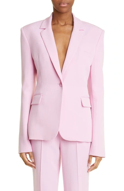 Shop Lapointe Broad Shoulder Matte Crepe Blazer In Blossom