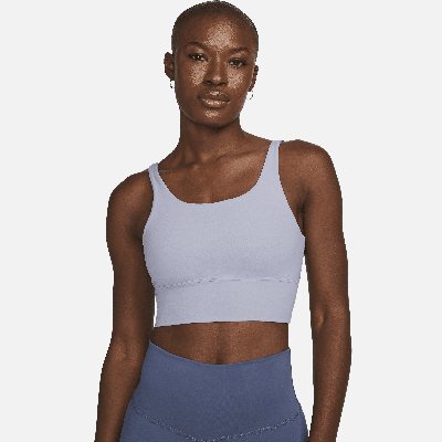 Shop Nike Women's Alate Solo Light-support Non-padded Longline Sports Bra In Purple