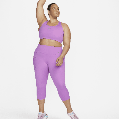 Shop Nike Women's Go Firm-support High-waisted Cropped Leggings With Pockets (plus Size) In Purple