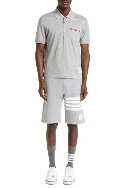 Shop Thom Browne Four Bar Sweat Shorts In Light Grey